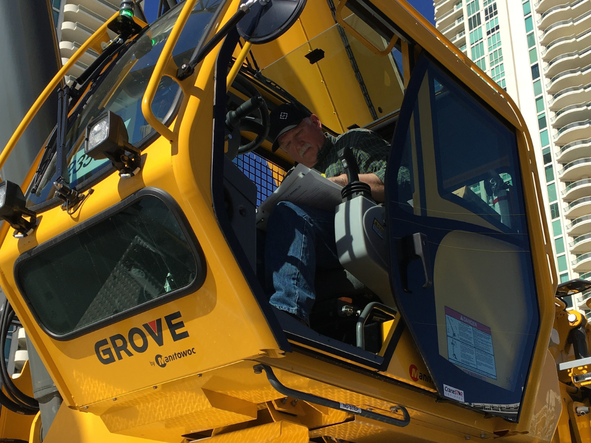 crane operator, exam material, crane cab, practical exam, written exam